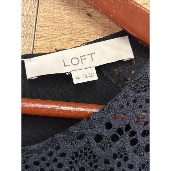 Loft Lace Sleeve Black Top XL - Picture 3 of 6